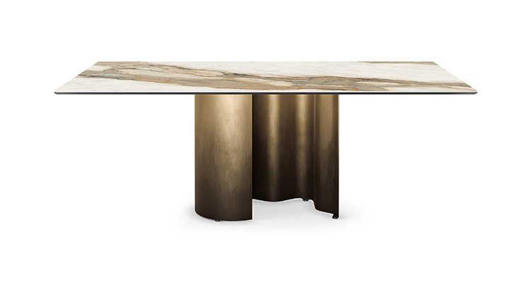 “PAPELITO Keramik by Cattelan Italia – compact ceramic dining table with sculptural folded metal base and elegant Italian design”