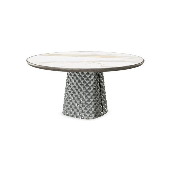 “ATRIUM Keramik Premium Round by Cattelan Italia – luxury round Italian dining table with ceramic top and artistic mirrored base”
