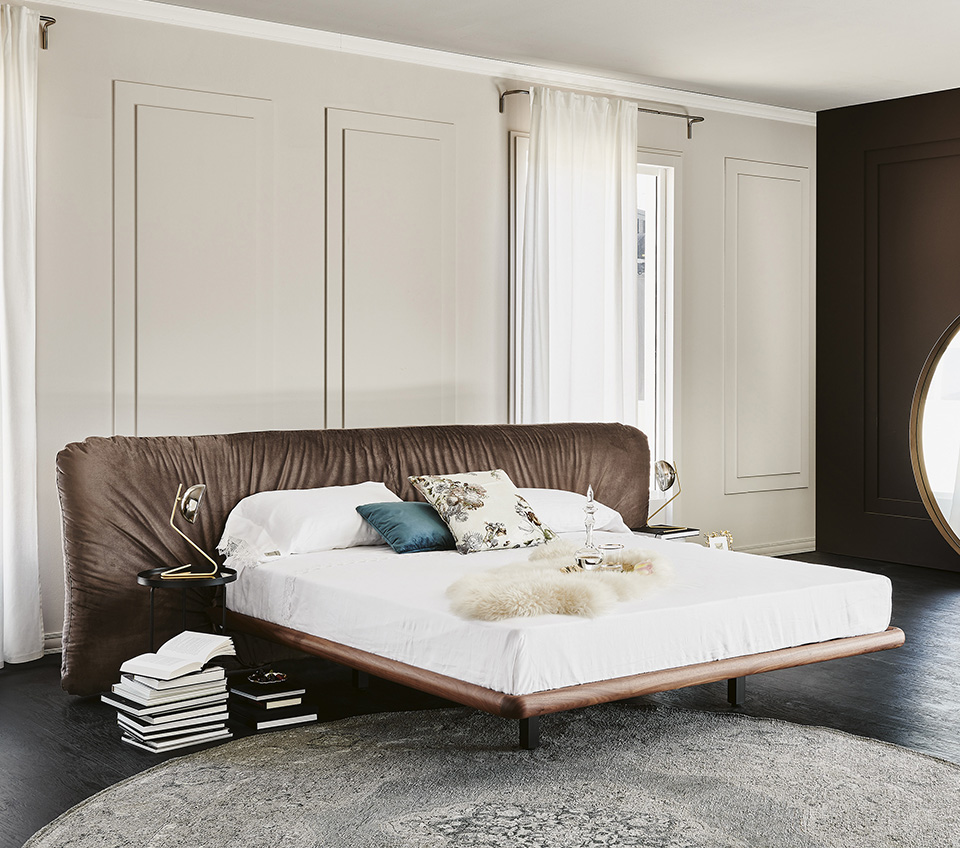 “MARLON by Cattelan Italia – modern Italian bed with tufted upholstered headboard and sleek low-profile design”