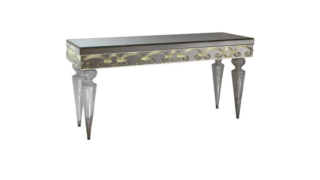 Casanova Mobile Console with sculptural base and sleek top