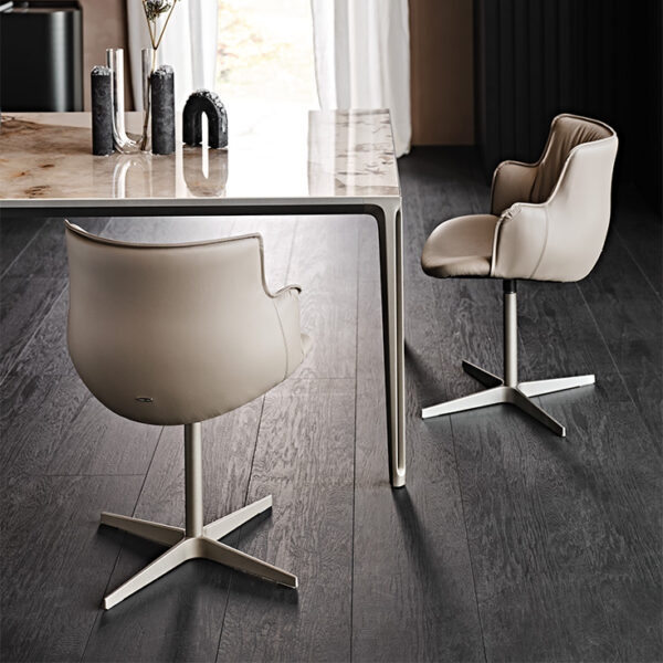Contemporary RIHANNA X by Cattelan Italia – designer Italian chair featuring cross-base legs and tailored upholstery