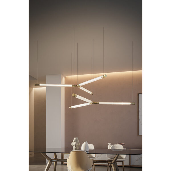 Bamboo Evo Suspension Reflex luxury Italian pendant light with bamboo-inspired structure tailored for upscale interiors in Royal Oak Michigan