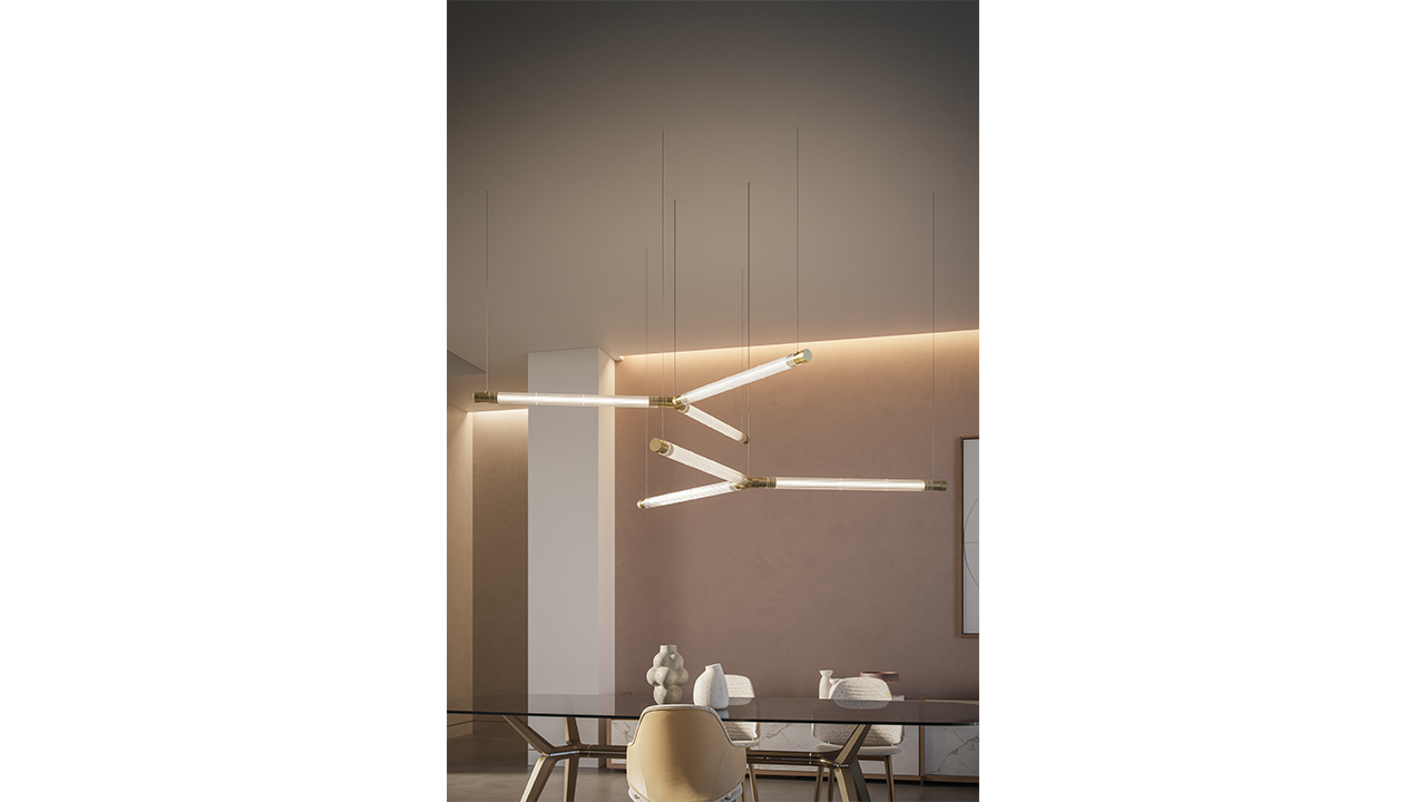 Bamboo Evo Suspension Reflex luxury Italian pendant light with bamboo-inspired structure tailored for upscale interiors in Royal Oak Michigan