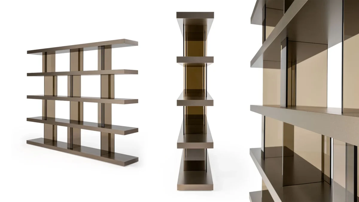 Tango T Bookshelf by Reflex showcased in Royal Oak Michigan showroom, modern Italian luxury furniture design.