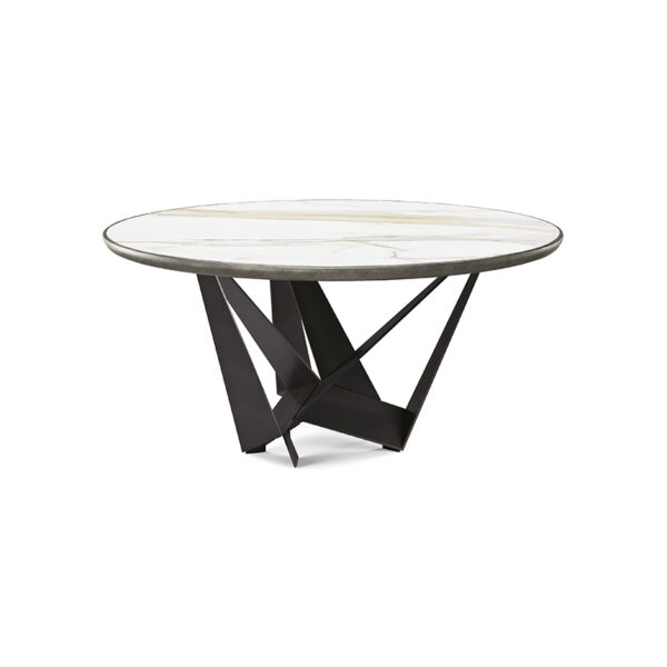  “SKORPIO Keramik Premium Round by Cattelan Italia – luxury round dining table with high-gloss ceramic top and sculptural steel base”