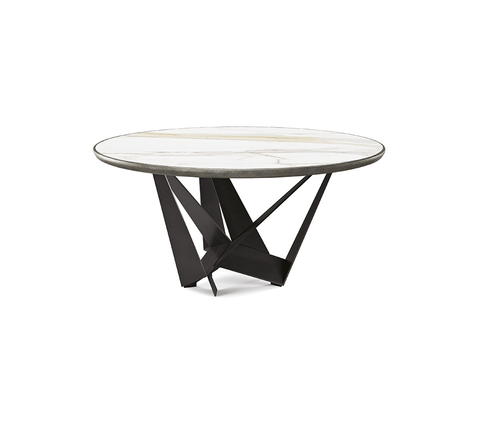  “SKORPIO Keramik Premium Round by Cattelan Italia – luxury round dining table with high-gloss ceramic top and sculptural steel base”