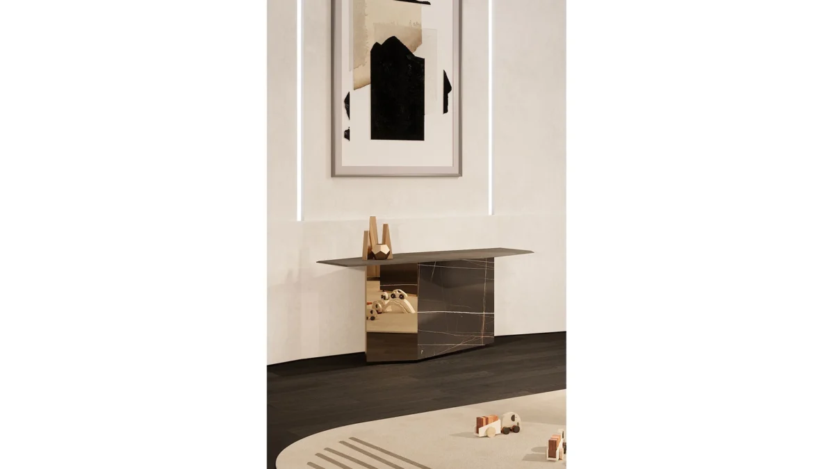 Elbow Console Reflex modern Italian console table with lacquered finish tailored for luxury entryways in Royal Oak Michigan