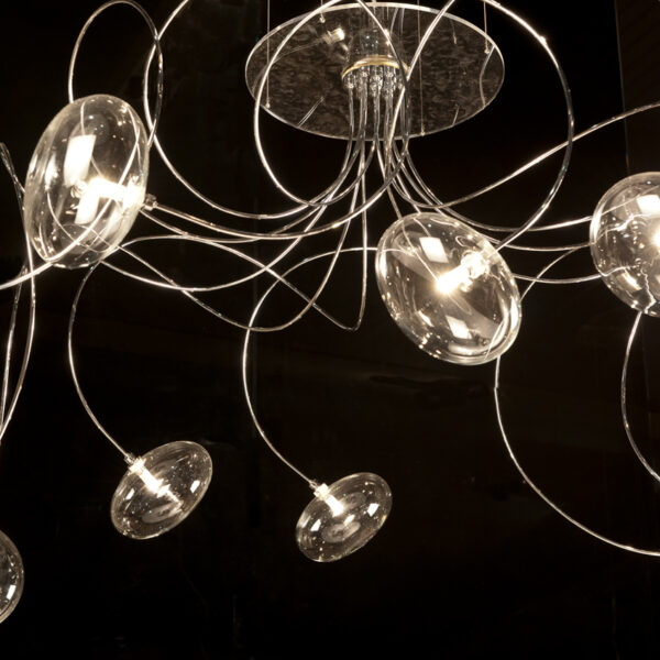 “OKTOPUS by Cattelan Italia – modern Italian pendant light with branching glass spheres and sculptural metal arms”