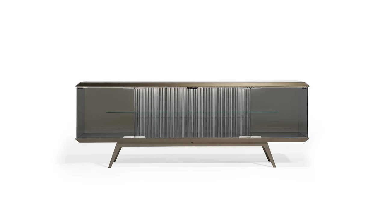 London Buffet by Reflex showcased in Royal Oak Michigan showroom, modern Italian luxury sideboard design.