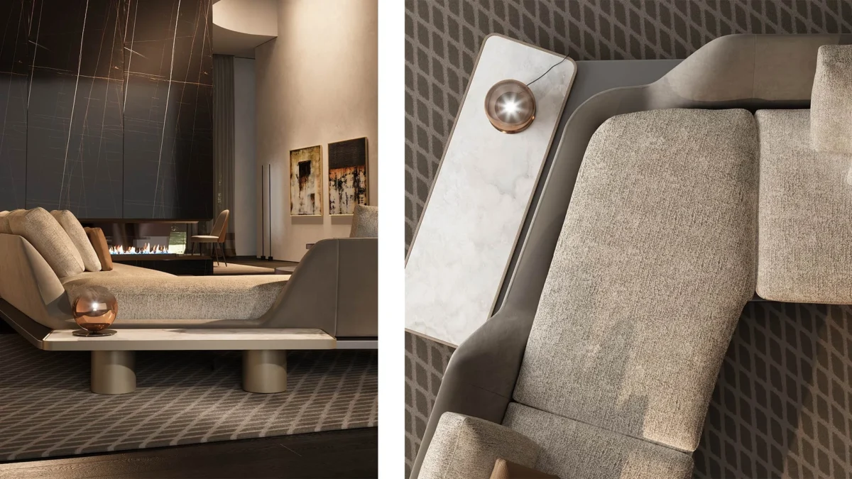 High-end SEGNO SOFA CHAISE LONGUE by Reflex displayed in Troy Michigan