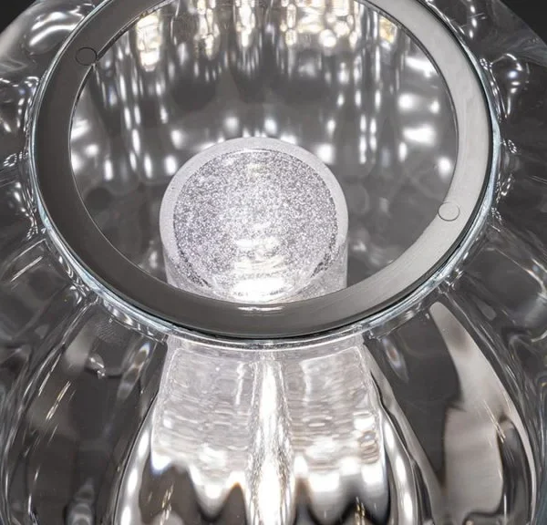 Glass and metal LANTERNA table lamp for refined interiors
