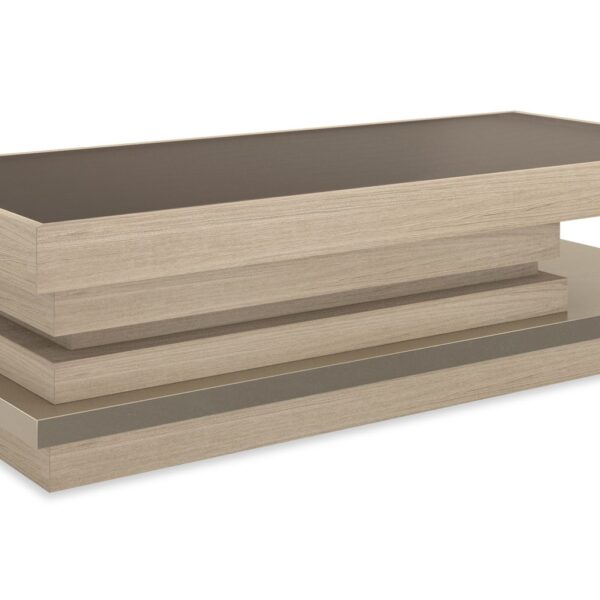 La Moda Petite Cocktail Table by Caracole — compact version with smoked glass top and bronze frame.