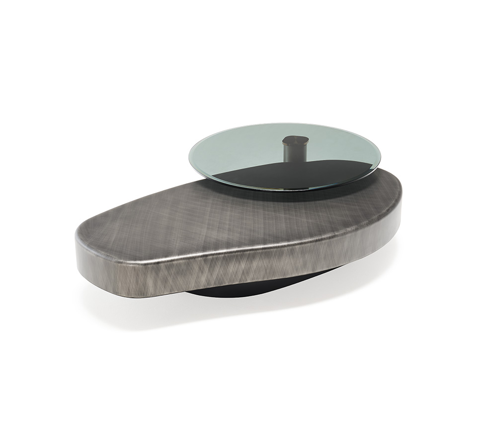 “Contemporary ARENA Long table – elongated designer coffee table with lacquered metal and stylish curves”