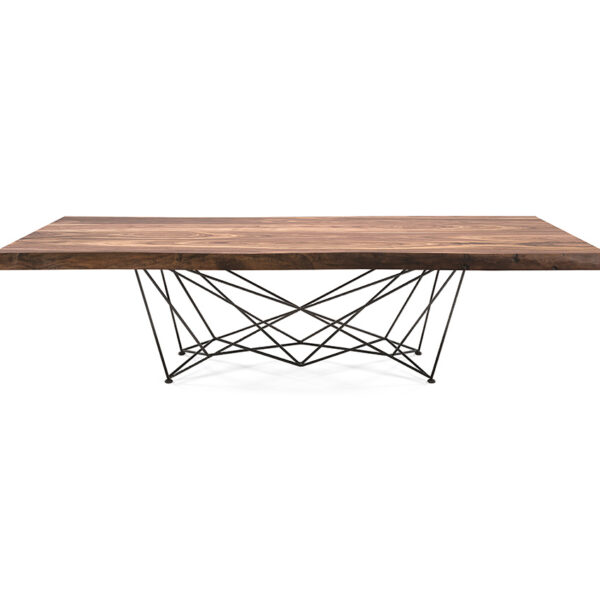 “GORDON Deep Wood by Cattelan Italia – luxury dining table with solid irregular-edge wood top and crisscrossed metal base”