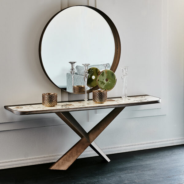 “TERMINAL Keramik Premium by Cattelan Italia – luxury console table with marble-effect ceramic top and sculptural steel base”