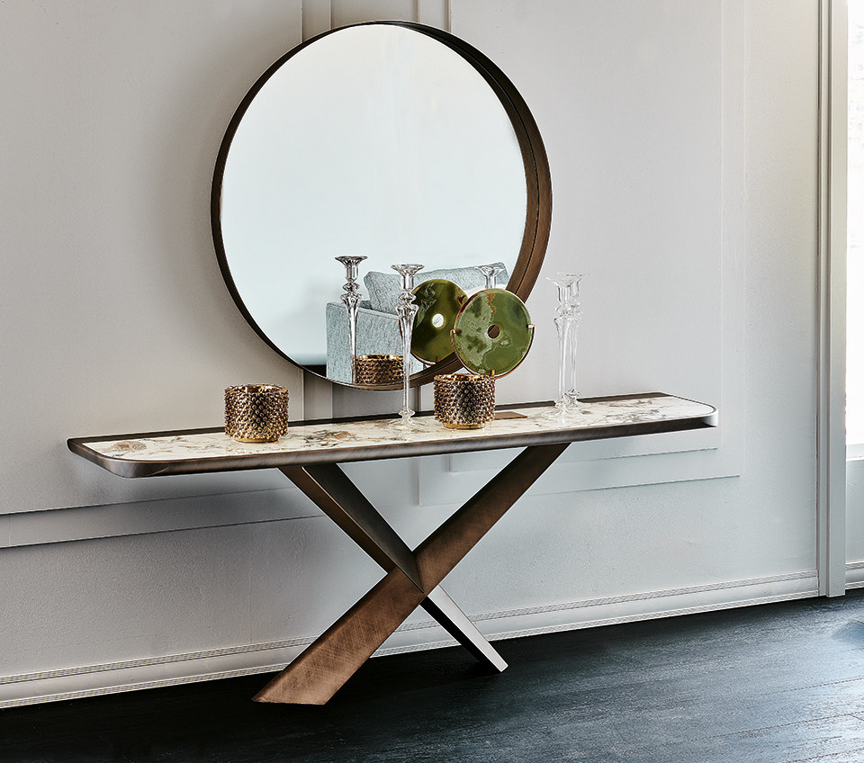 “TERMINAL Keramik Premium by Cattelan Italia – luxury console table with marble-effect ceramic top and sculptural steel base”