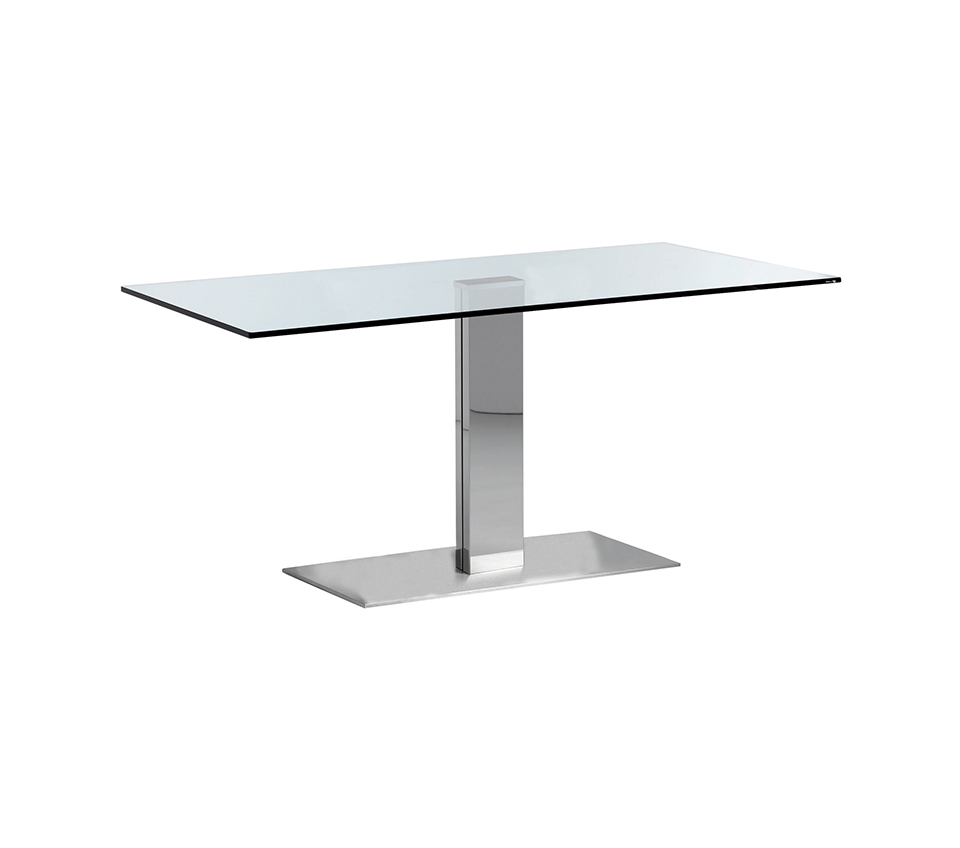 “ELVIS by Cattelan Italia – modern Italian dining table with clear glass top and sleek stainless steel base”