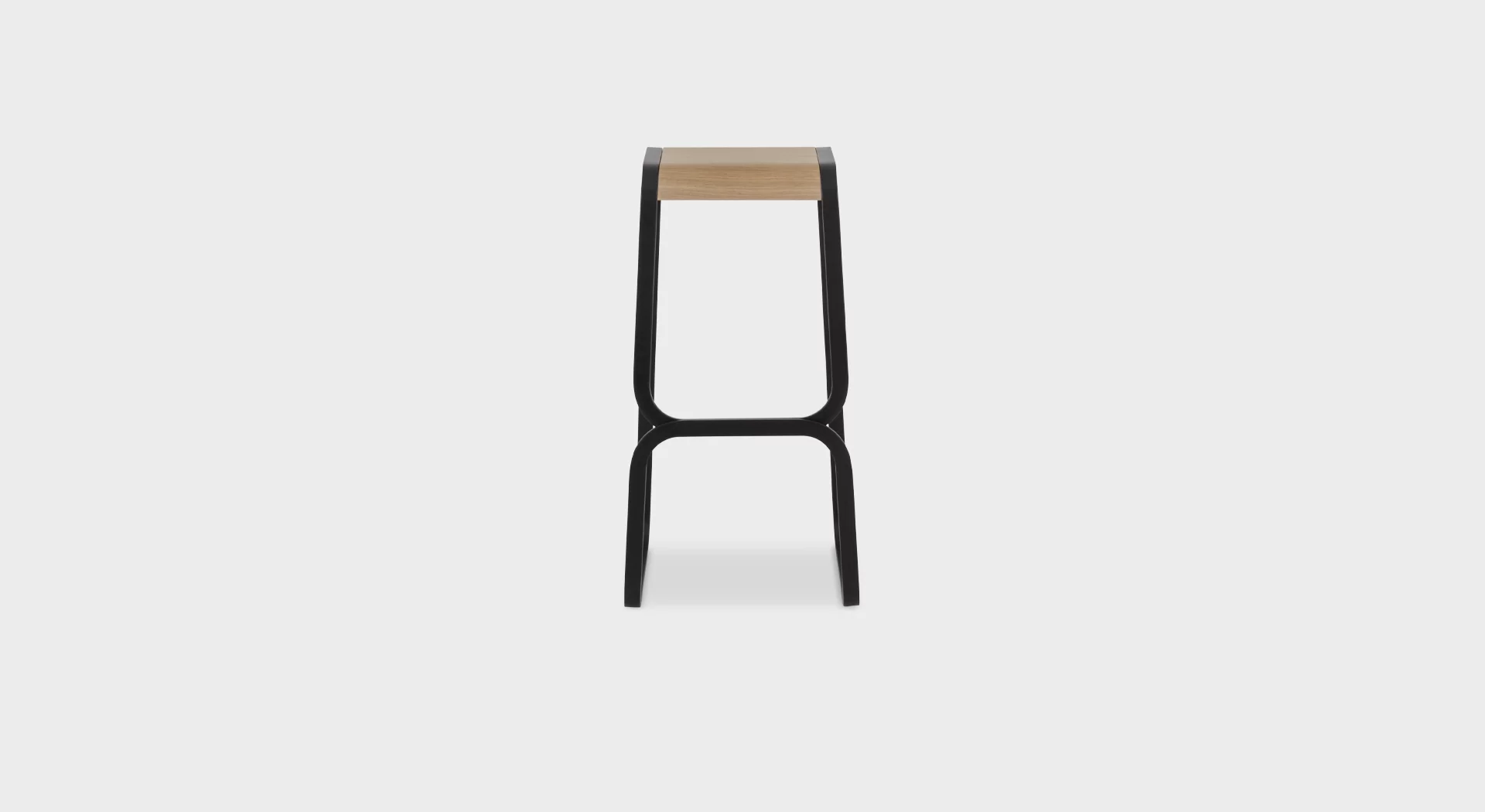 “Side view of S108 H80 stool by Lapalma, showcasing its curved plywood seat and sleek metal frame—perfect for modern bar areas.”
