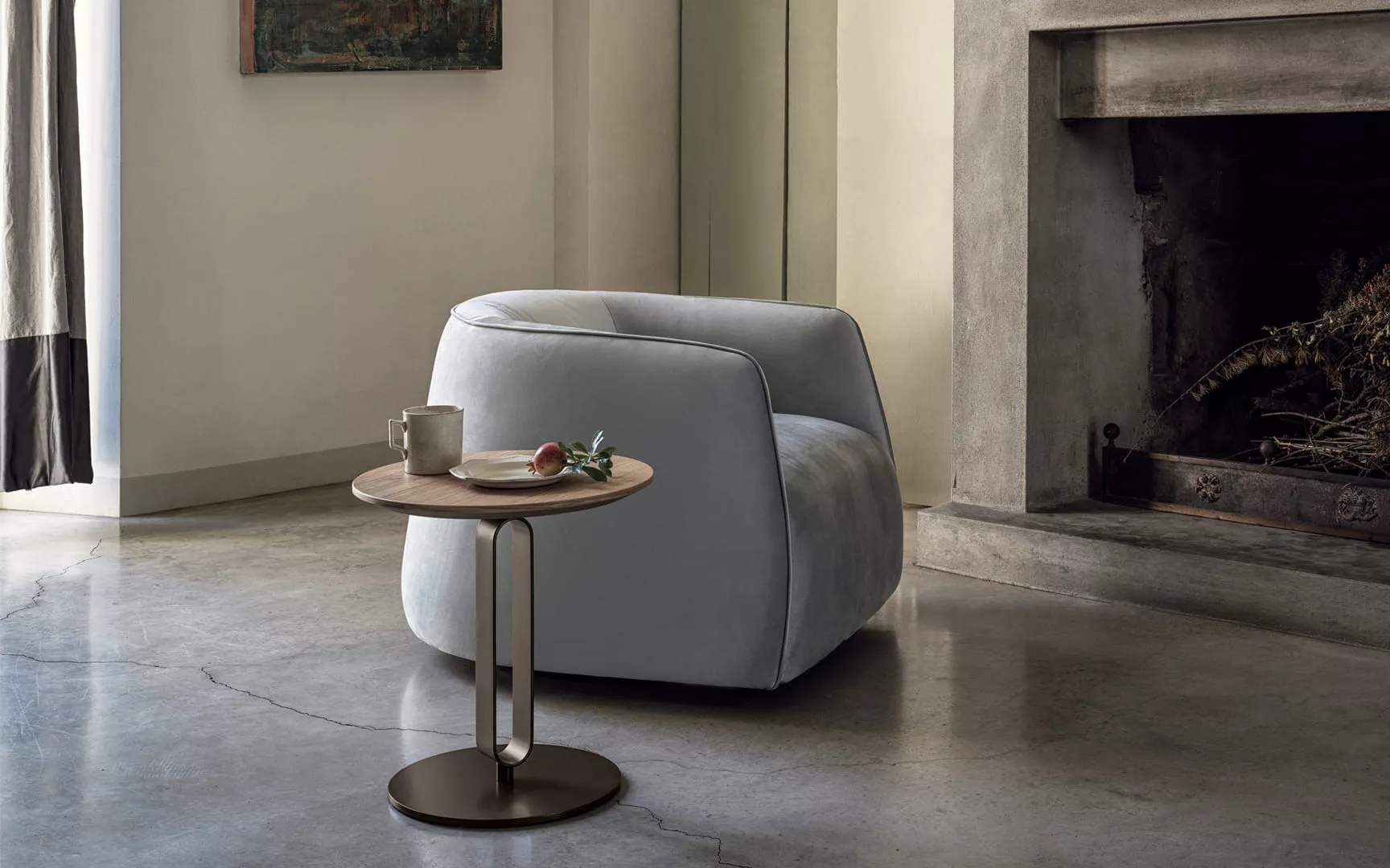 “Alfred by Bontempi luxury Italian armchair in Troy, Michigan showroom”