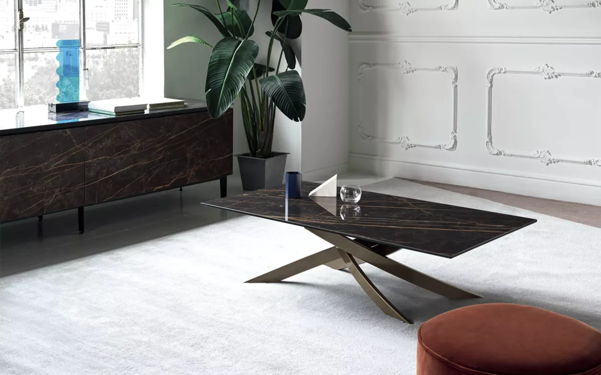 “Artistic Coffee Tables by Bontempi luxury Italian coffee tables in Royal Oak, Michigan showroom”