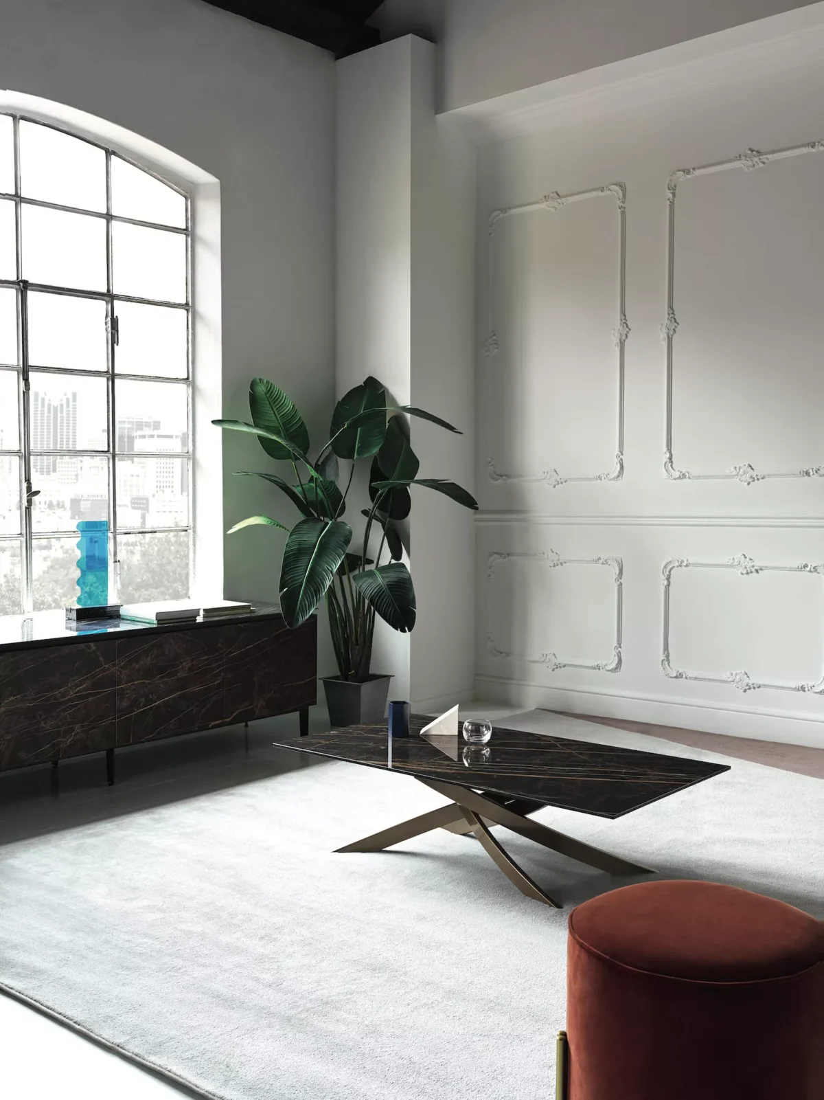 “Artistic Coffee Tables by Bontempi luxury Italian coffee tables in Royal Oak, Michigan showroom”