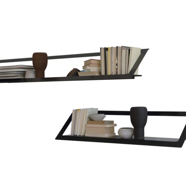 Floating wall shelf with minimalist steel design by Zeusnoto.
