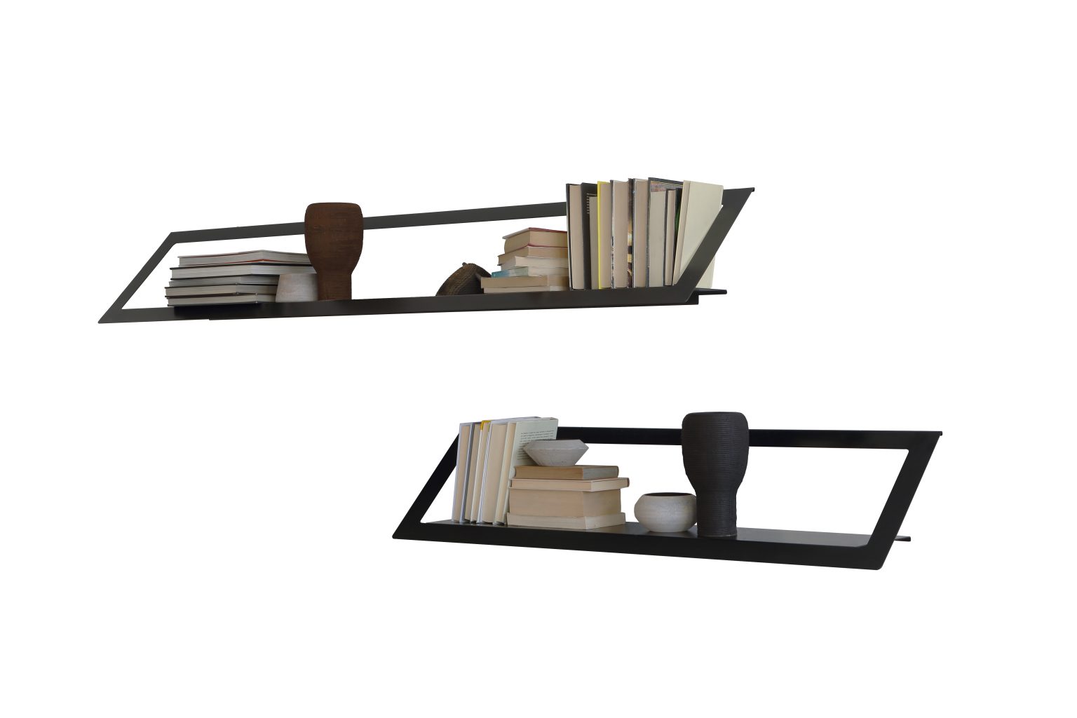 Floating wall shelf with minimalist steel design by Zeusnoto.