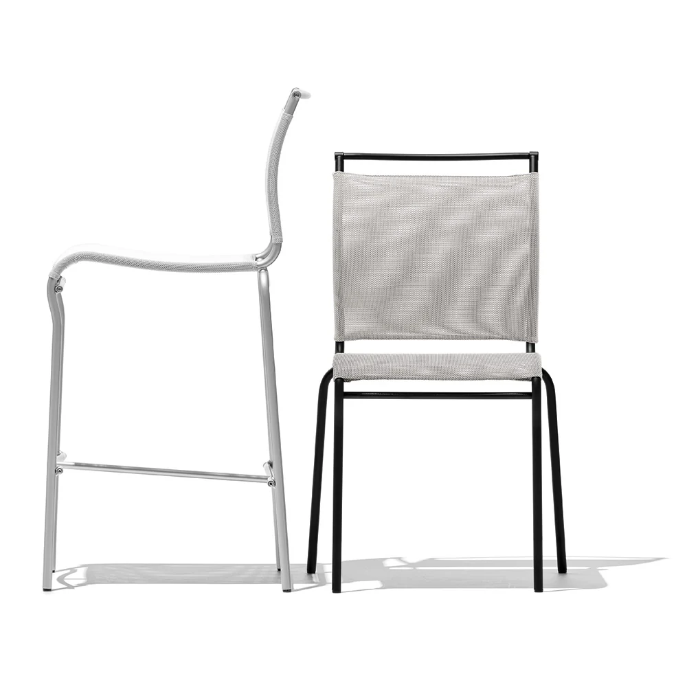 “AIR by Connubia modern Italian chair – breathable mesh backrest with slim metal legs and minimalist design”