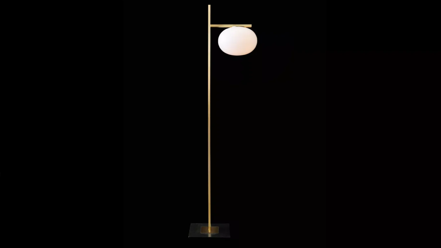 “Alba by Oluce modern Italian table lamp – opal glass globe with brushed metal base and soft ambient glow”