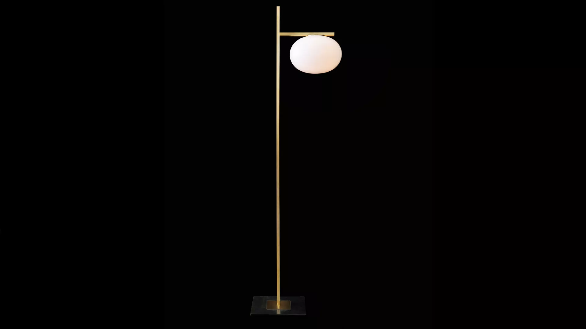 “Alba by Oluce modern Italian table lamp – opal glass globe with brushed metal base and soft ambient glow”