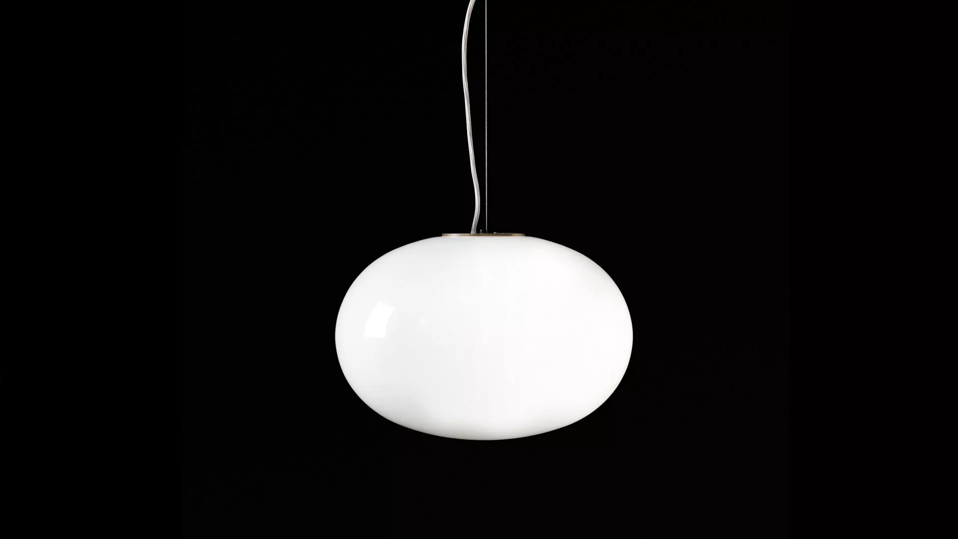 “Alba by Oluce modern Italian table lamp – opaline glass globe with brushed metal base and sculptural silhouette”