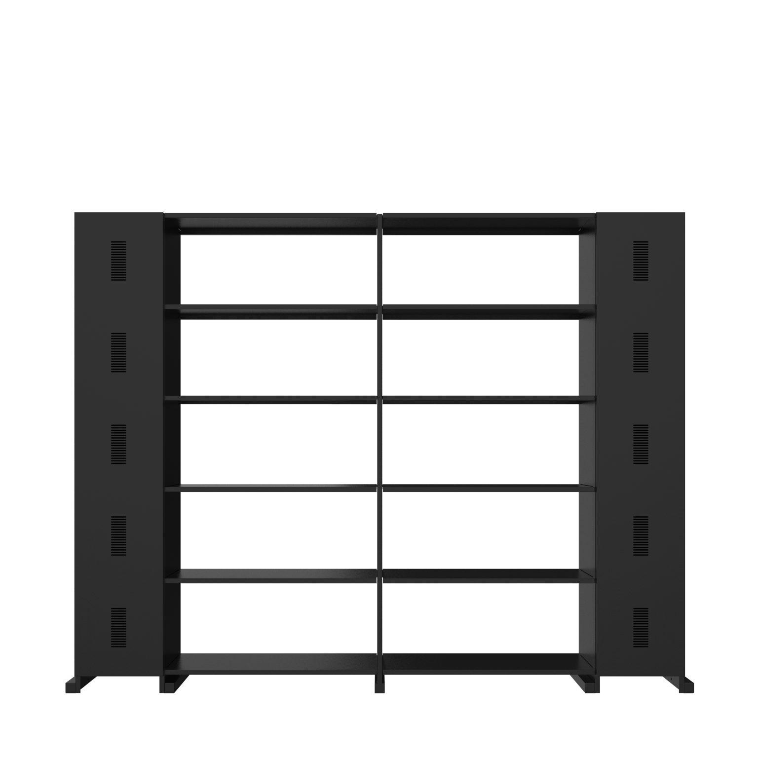 Minimalist vertical bookcase with slender steel frame by Zeusnoto.