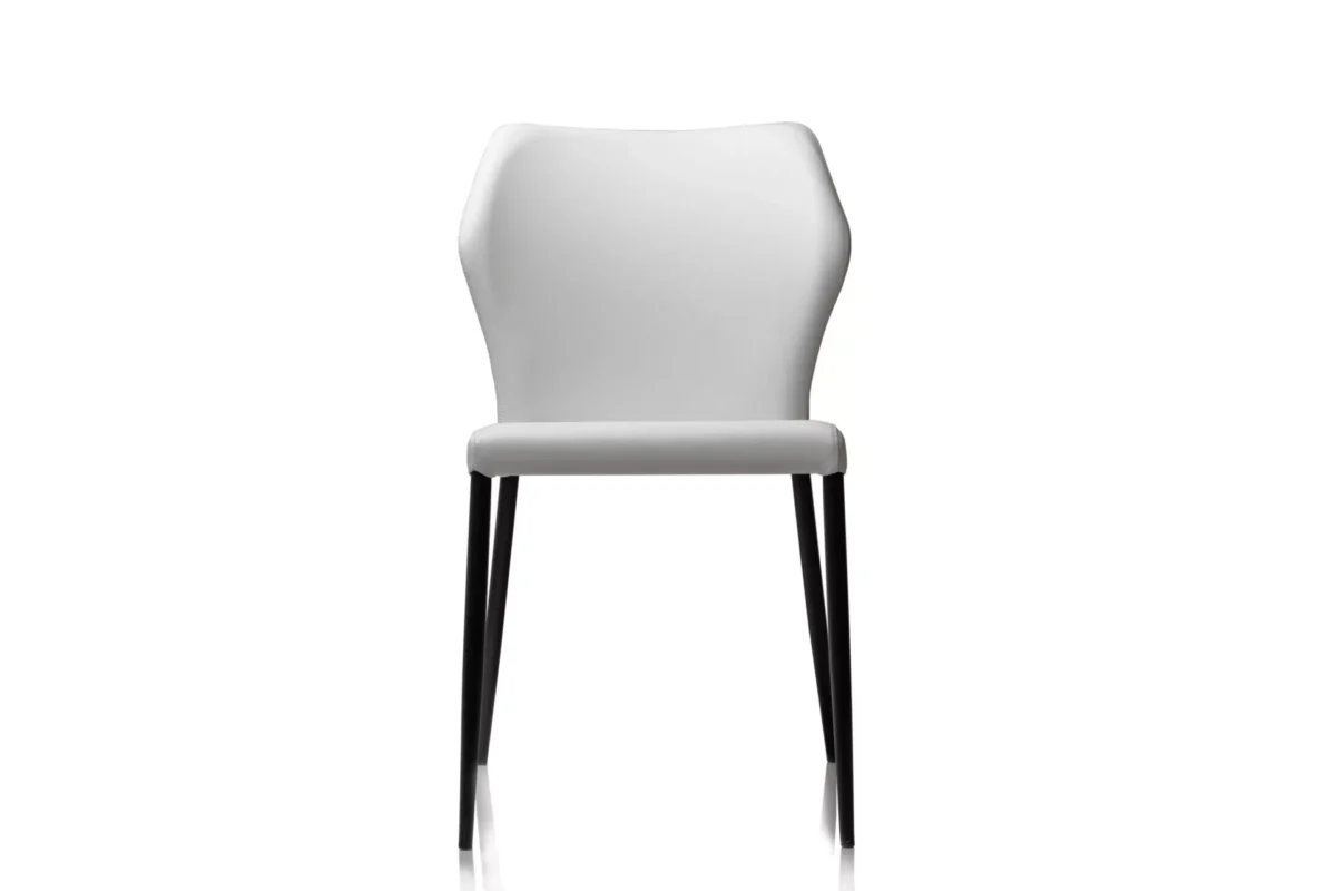 Contemporary Angle seat featuring angular design lines, gently tapered legs, and minimal stitching detail.