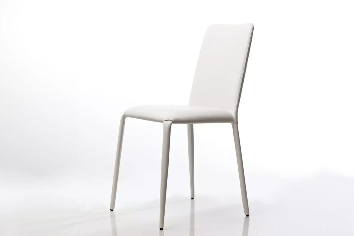 Argo chair by Peressini with smooth, rounded seat shell and slender metal legs in matte black.