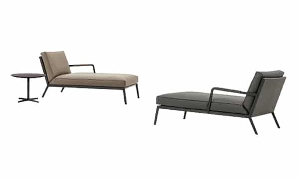 Upholstered Austen Daybed with sleek black metal frame and cream fabric cushions