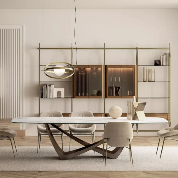 Bachc by Bontempi – modern Italian chair with slim metal legs and curved upholstered back.