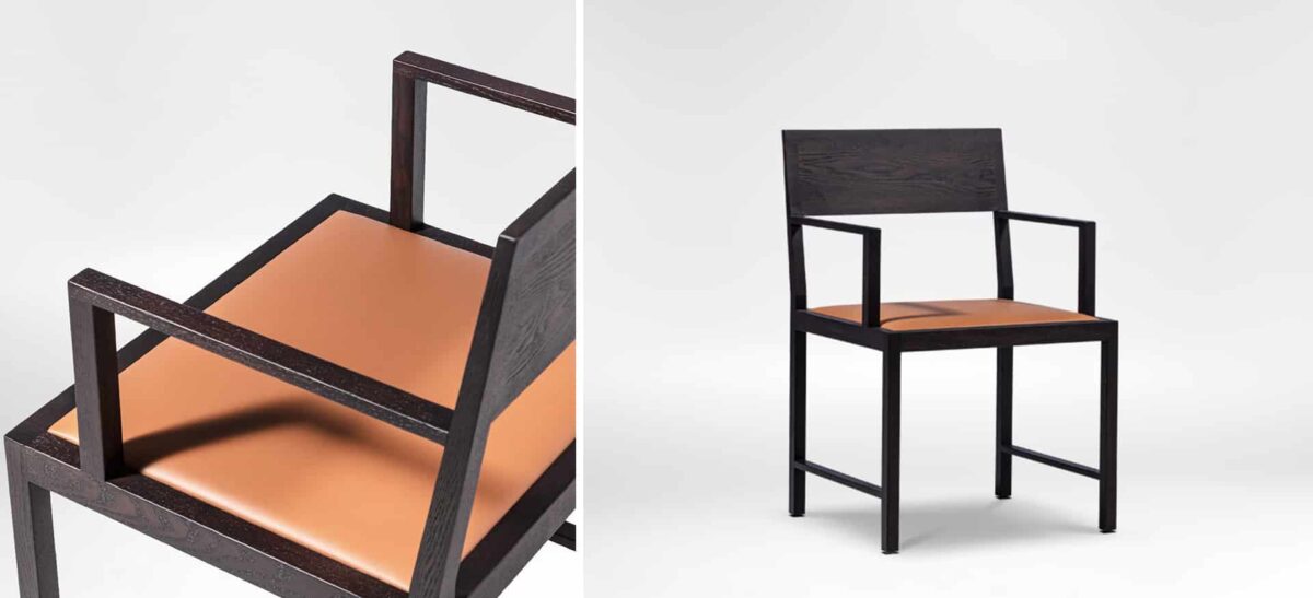 Contemporary dining chair with unique curved design and soft fabric by Camerich.