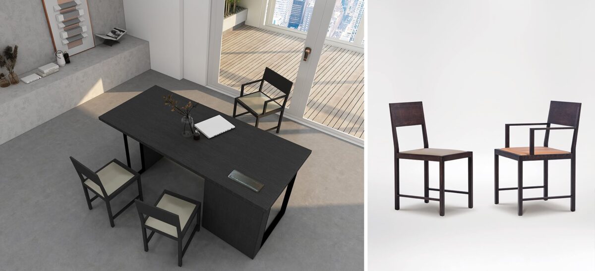 Stylish chair with sleek wooden frame and upholstered seat by Camerich.