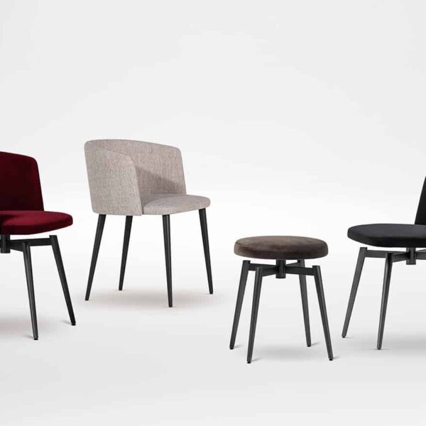Elegant swivel chair with soft upholstery and curved design by Camerich.