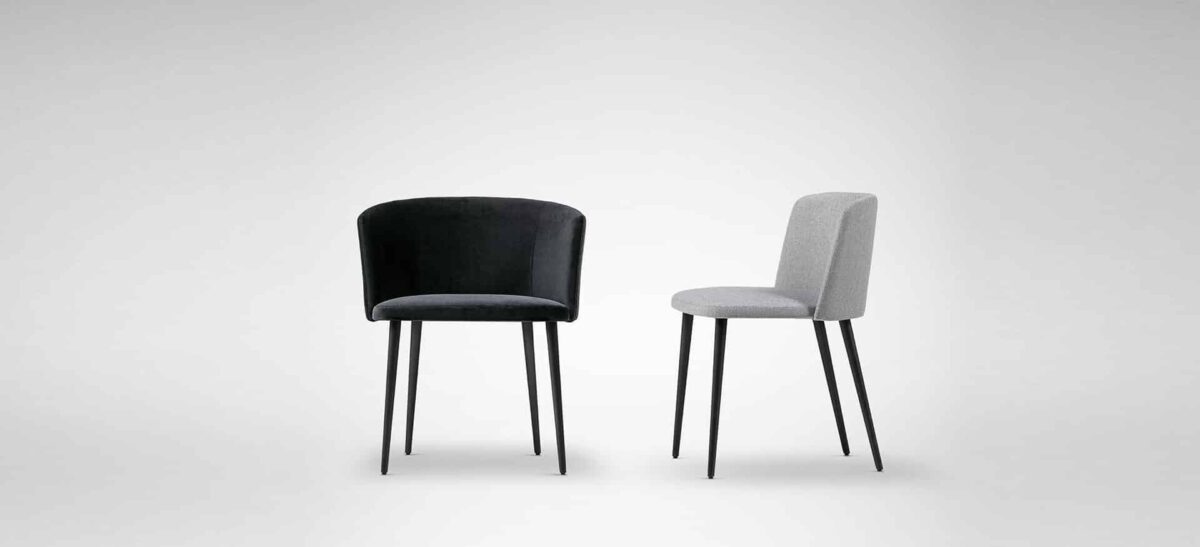 Chic upholstered chair with minimalist form and comfortable design by Camerich.