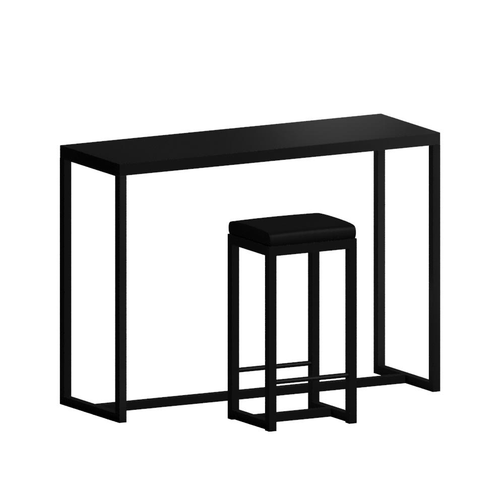 “BIG BROTHER High Table by Zeusnoto featuring a thick wooden tabletop and sturdy industrial-style metal legs.”