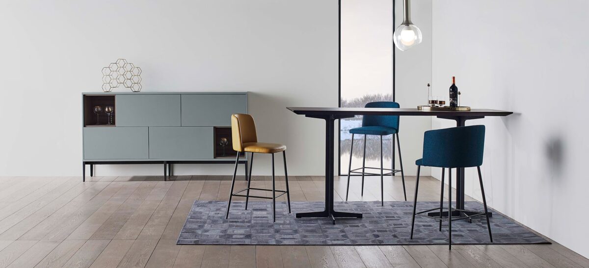 Comfortable fabric stool with minimalist design by Camerich.