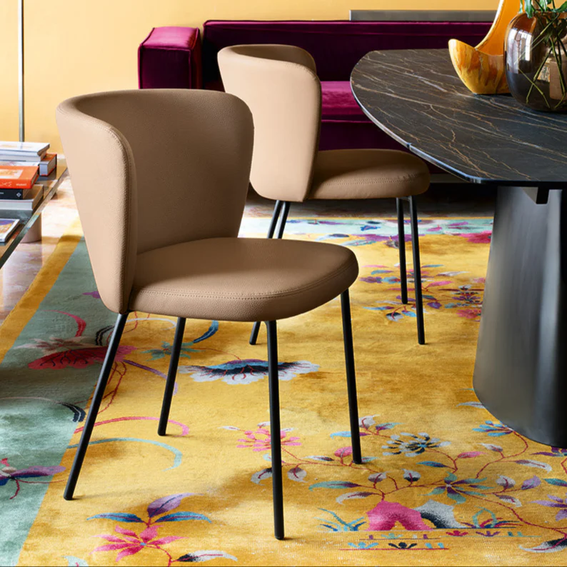 “BETTY chair by Connubia – modern Italian dining chair with gently curved backrest and slim metal legs”
