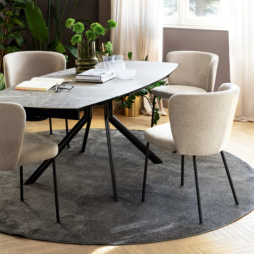 “Front view of BETTY by Connubia – minimalist upholstered chair with clean lines and contemporary style”