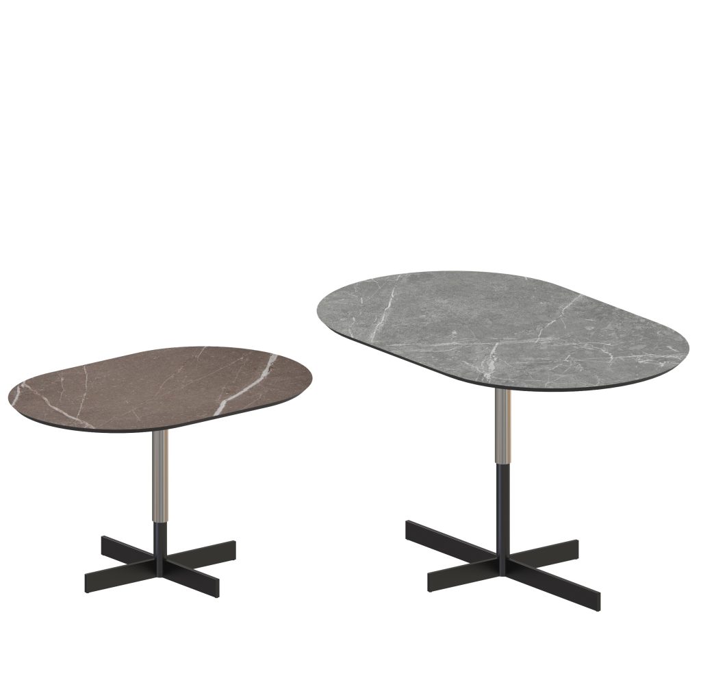 “Minimalist IN & OUT Low Table by Zeusnoto with a flat rectangular top and slim legs in an industrial style.”