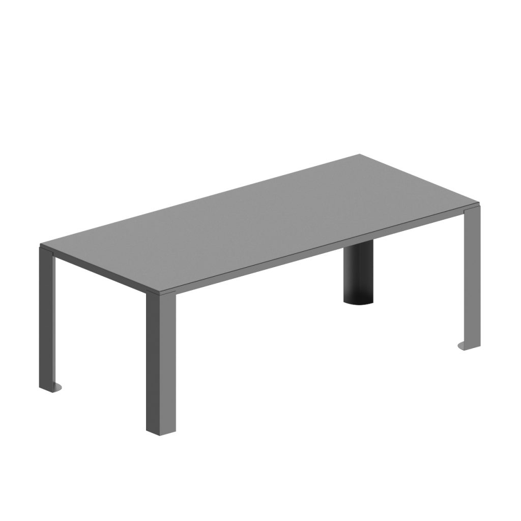 “Minimalist BIG IRONY OUTDOOR Table by Zeusnoto with a solid steel structure and weather-resistant finish.”
