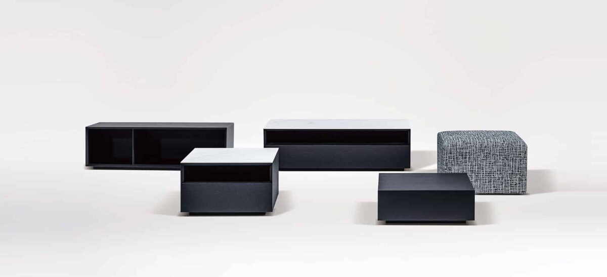 Blend Table with elegant wood finish and simple, functional design by Camerich.
