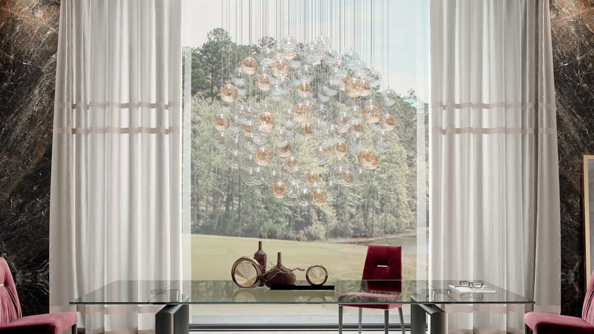 Bulles Chandelier Reflex luxury Italian chandelier with bubble glass design tailored for upscale interiors in Royal Oak Michigan