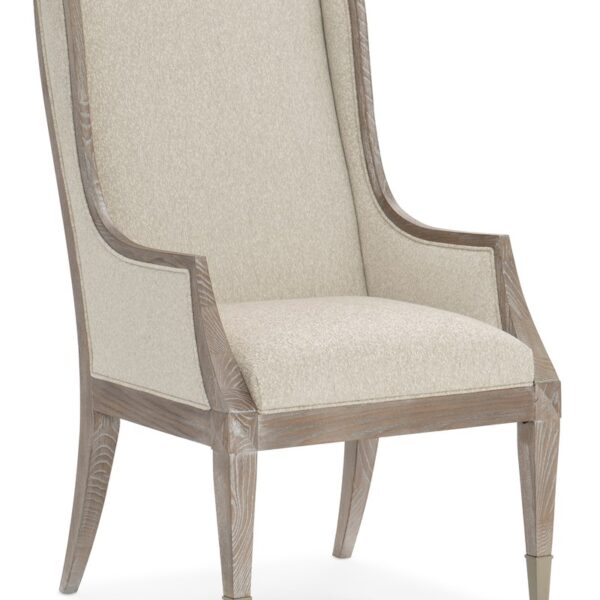 Open Arms Arm Chair by Caracole featuring wide, curved arms and plush upholstered seat and back.