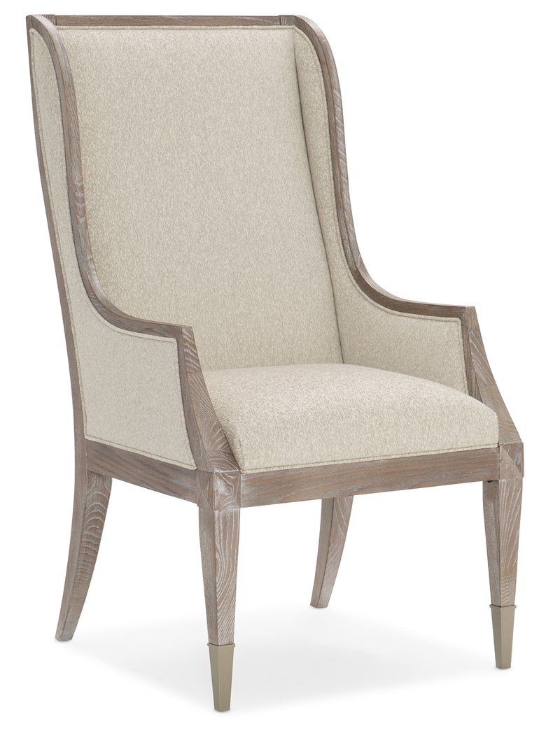 Open Arms Arm Chair by Caracole featuring wide, curved arms and plush upholstered seat and back.